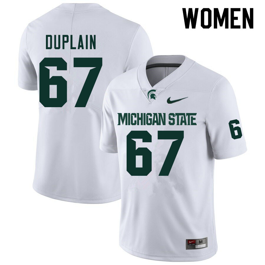 Women #67 J.D. Duplain Michigan State Spartans College Football Jerseys Sale-White